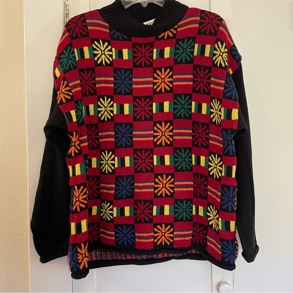 Esprit Vintage Multicolor Geometric Crewneck Sweater size medium